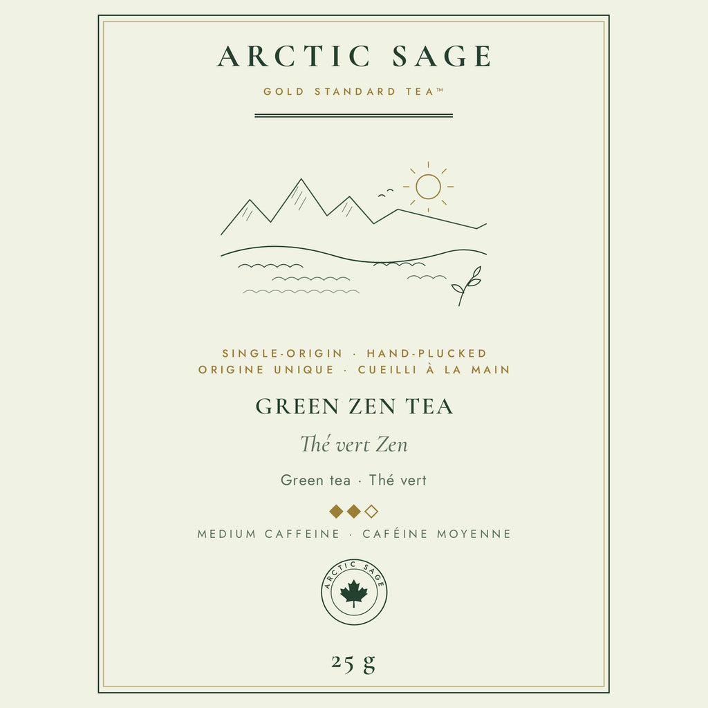 Arctic Sage Green Zen Tea 25 g pouch label