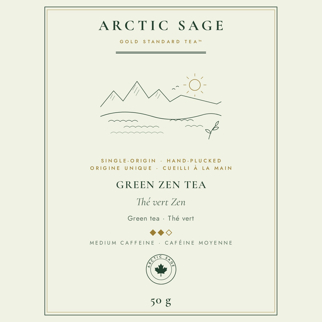 Arctic Sage Green Zen Tea 50 g pouch label