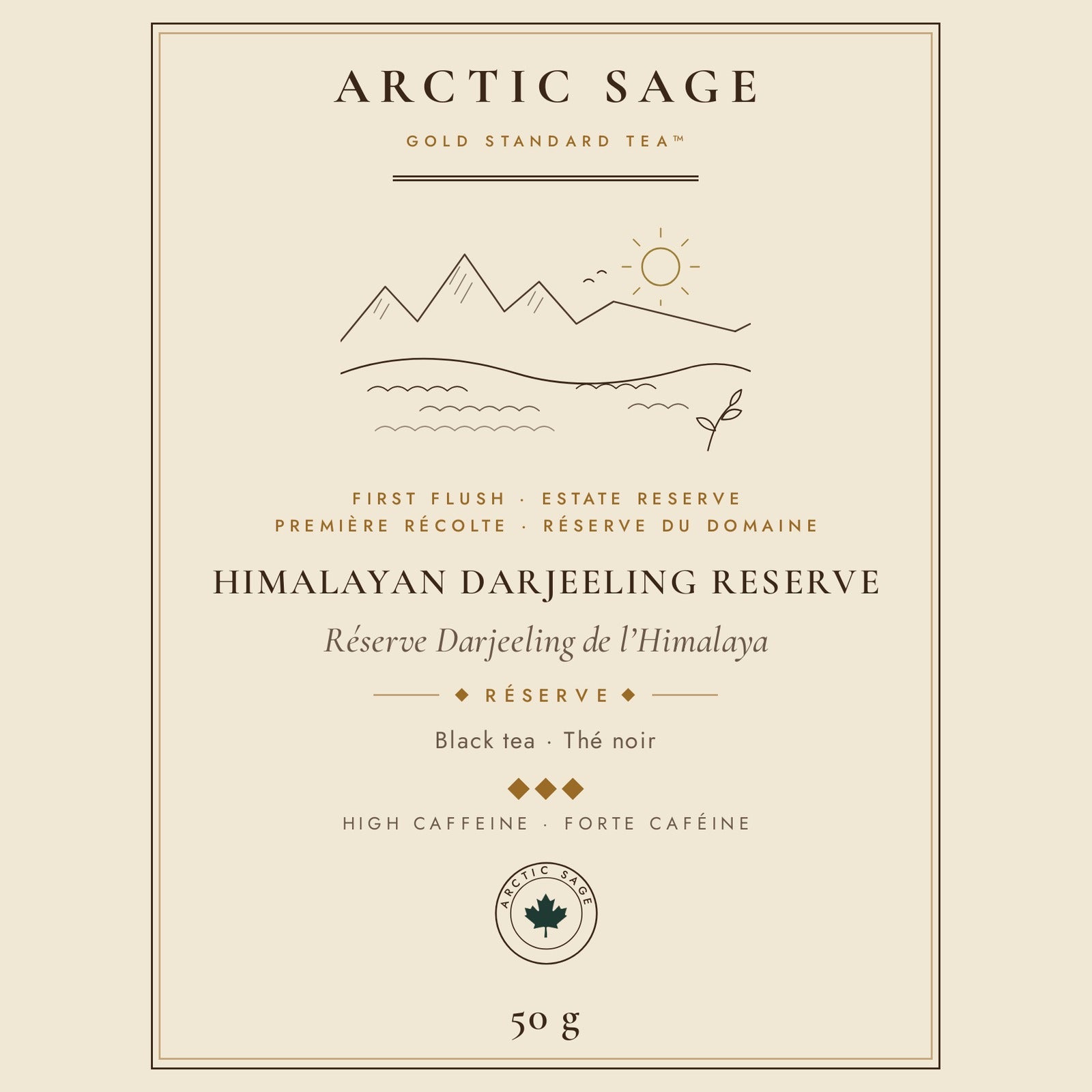 Arctic Sage Himalayan Darjeeling Reserve 50 g pouch label