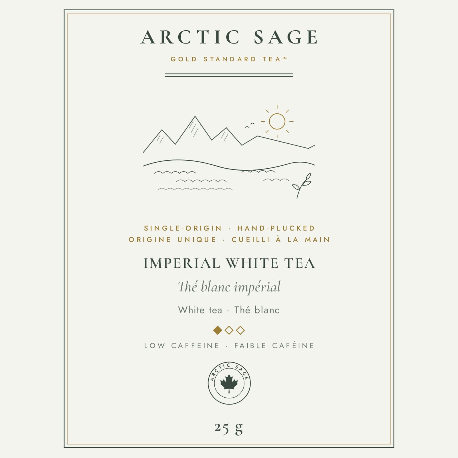 Arctic Sage Imperial White Tea 25 g pouch label