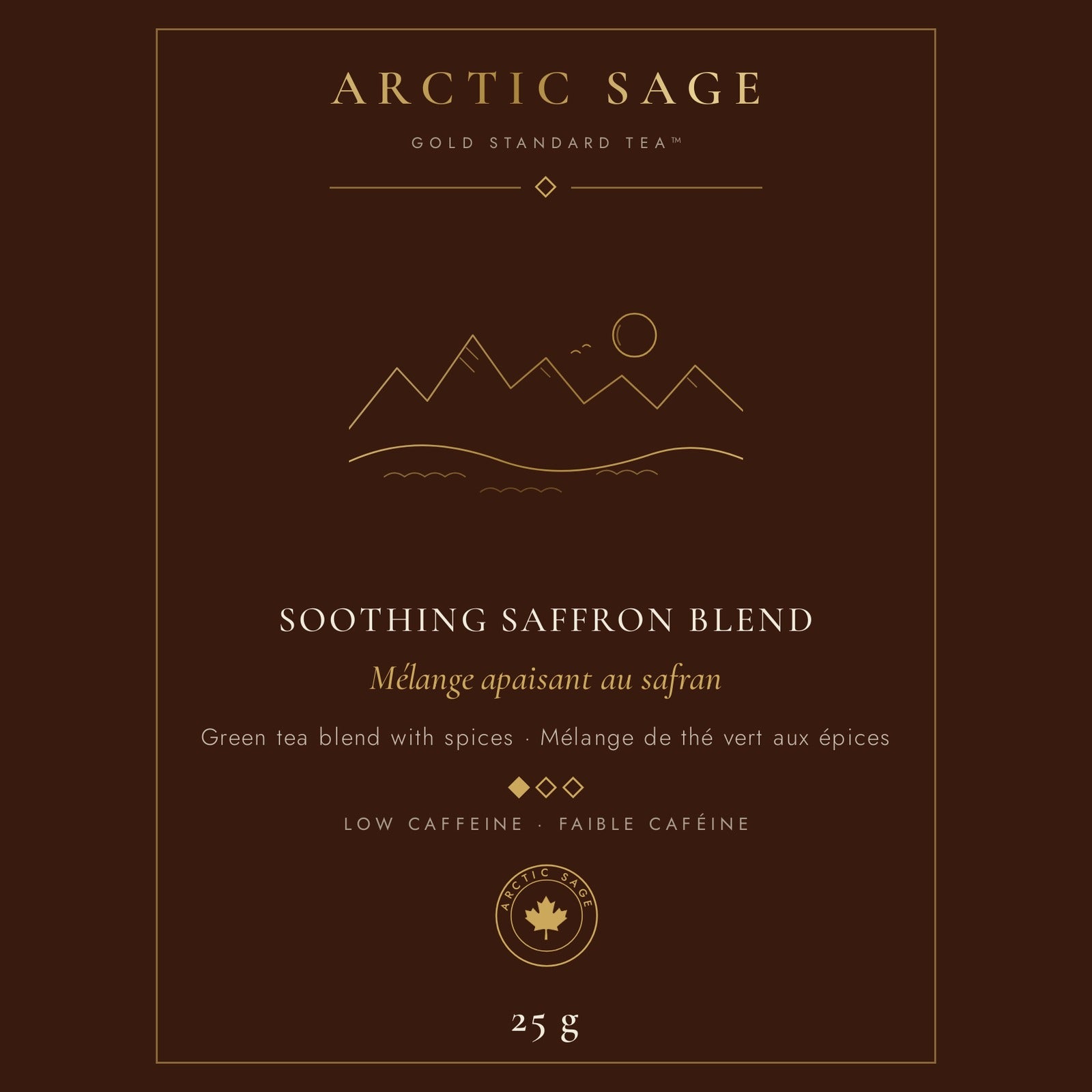 Arctic Sage Soothing Saffron Blend 25 g pouch label